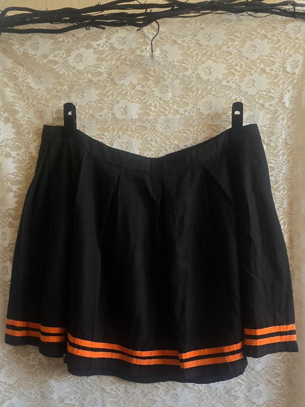 Hot Top Cheer Style Pleated Skirt - Black and Orange Pleated Cheer Mini Skirt